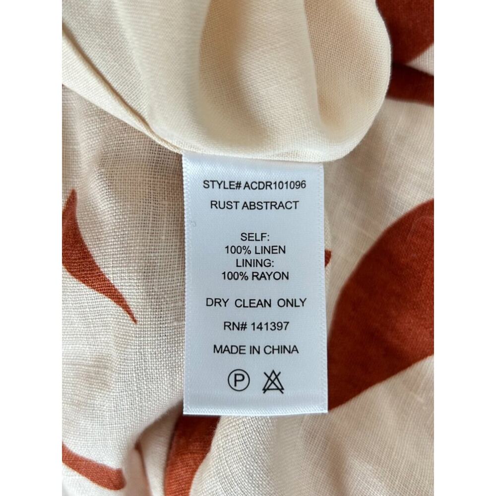 NWT ASTR The Label Heather Linen Mini Dress Rust Abstract Puff Sleeve Small - Picture 8 of 10